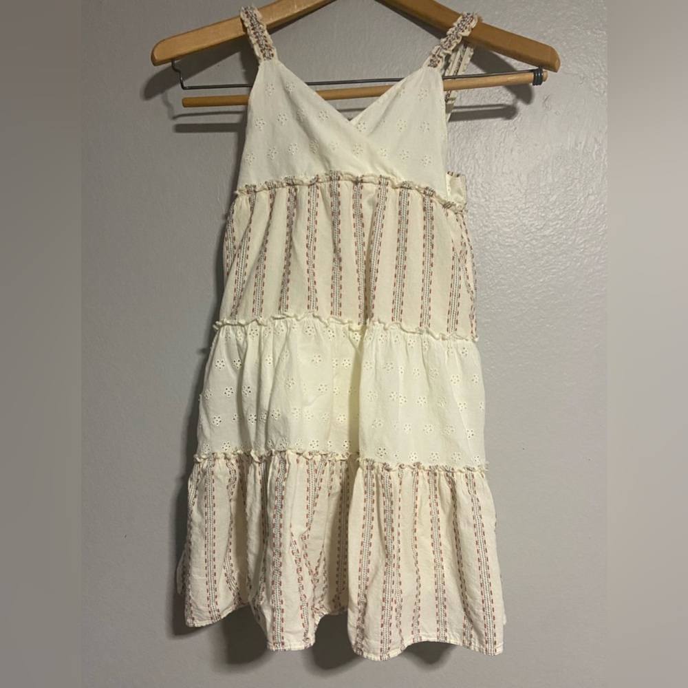 Zara Cream and Pink Striped Kids Dress
